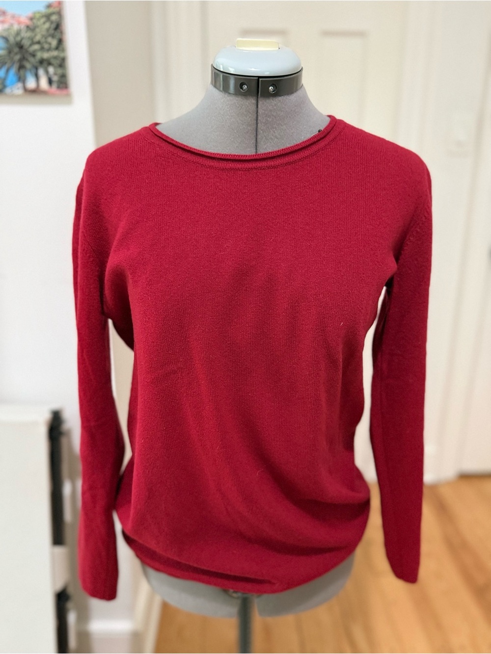 Sisley Red Long-Sleeve Crewneck Knit Top